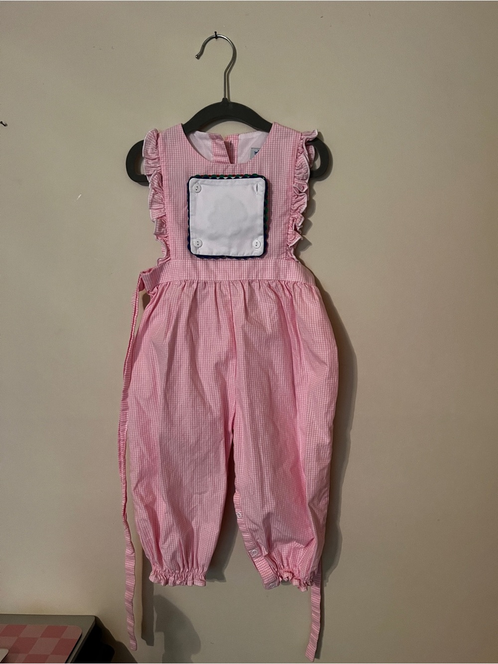 The Smocked Kids Pink Gingham Ruffle Romper